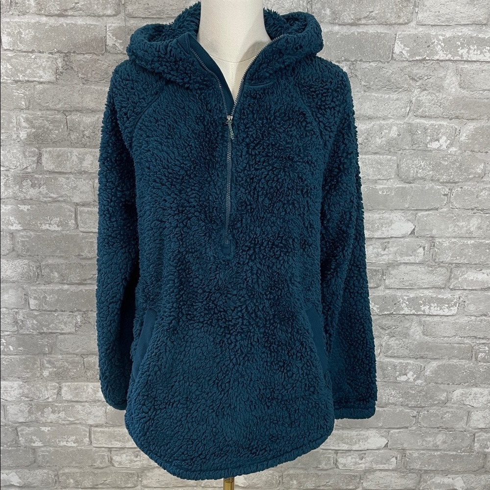 Eddie Bauer Teal Sherpa 1/4 Zip Pullover